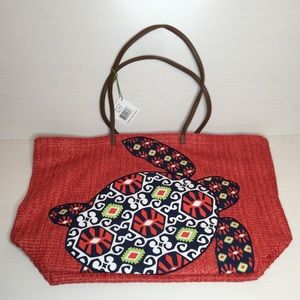 Vera Bradley Seashore Tote Sun Valley Turtle Red